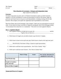 Branches of powers icivics worksheet answers : Three Branches Of Government Webquest Independent Study Tpt