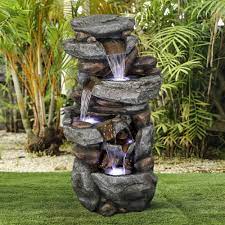 stacked rock outdoor water fountain