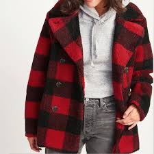 Old Navy Black And Red Plaid Sherpa