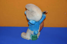 large smurf garden gnome with mandolin