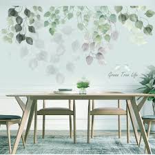 large green and grey leaf wall stickers