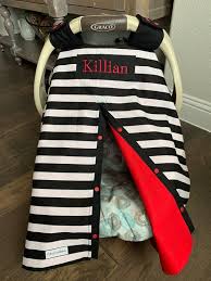 Baby Car Seat Cover Black Stripe With