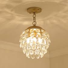 Ceiling Crystal Light Small Wrought Iron Gold Warm Cute Entrance Hall European Style Flower