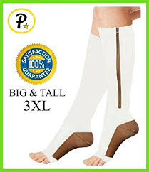 Presadee Big Tall 3xl White Gold 20 30 Mmhg Medical Grade Zipper Compression Calf Energy Shin Leg Circulation Socks