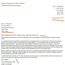 Resignation Letter Template Teacher Vancitysounds Com