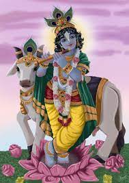 Sri Krishna with cow, Arun Nair