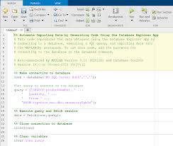 generate sql query and matlab script