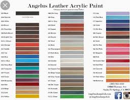 Angelus Leather Dyes In 2019 Paint Color Chart Painting