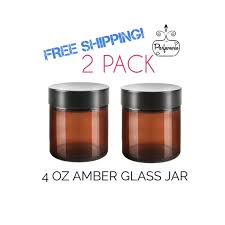 4 Oz Amber Glass Jars Pack Of 2