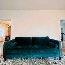 magnolia home dapper green velvet sofa