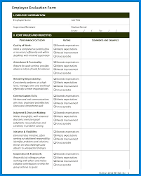 Simple Performance Appraisal Form Resume Evaluation Form