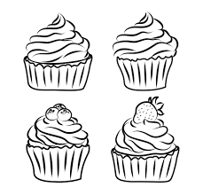hand drawn black and white cupcakes