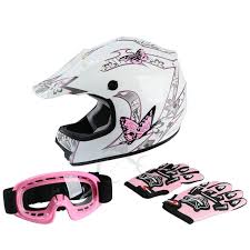 Us 37 93 7 Off Dot Youth Hot Pink Butterfly Dirt Bike Atv Mx Girls Helmet Motocross Goggles Gloves S M L In Helmets From Automobiles Motorcycles