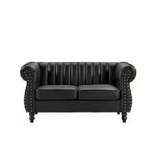 us pride furniture capri 59 1 in w black faux leather 2 seater loveseat with tufted back
