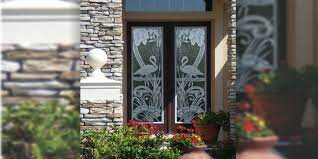 Tropical Etched Glass Doors Etched