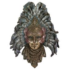 Cast Bronze Venetian Mask Wall Art