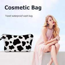 fashion makeup bag zipper organizer cow