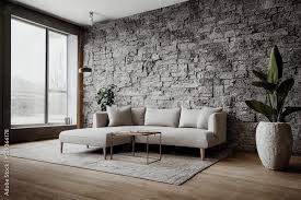 Grey Stone Wall Interior Room With