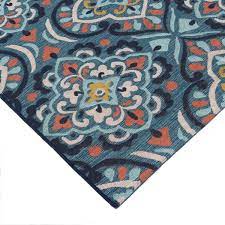 blue medallion outdoor rug
