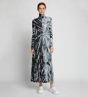 Proenza Spiral Tie-Dye Jersey Turtleneck Maxi Dress