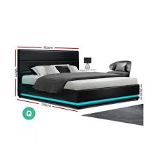 Artiss Rgb Led Bed Frame Queen Size Gas