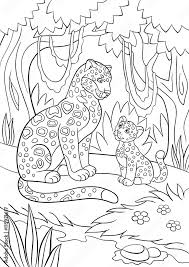 coloring pages mother jaguar with her