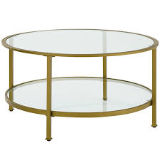 Round Glass Top Accent Coffee Table Set