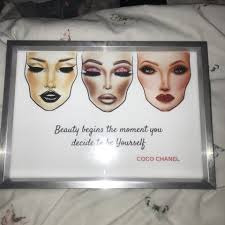 Coco Chanel Makeup Face Chart Quote Glitter Art Depop