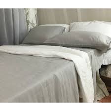 grey double linen bed sheet with 2