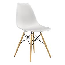 6 chaises en plastique kuba (by atcom) usines : Chaise Dsw Plastic Pietement Bois Charles Ray Eames Blanc
