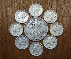 1942 Silver Coins One Walking Liberty Half Dollar Eight