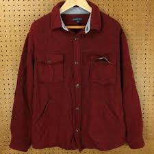 Lands End Thick Wool Hunting Shirt Jacket Size Xl Fits Short Red Ebay