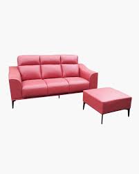 saji sofa set half leather