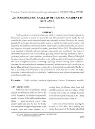 pdf an econometric analysis of traffic accident in sri lanka pdf an econometric analysis of traffic accident in sri lanka
