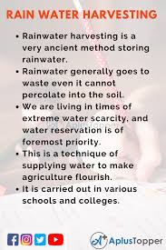 10 lines on rainwater harvesting for
