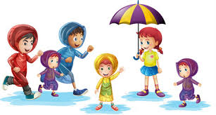 rainy season kids vector images over 1