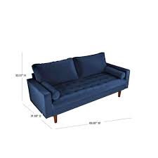 Us Pride Furniture Womble 69 7 In Space Blue Velvet 2 Seater Lawson Sofa With Square Arms