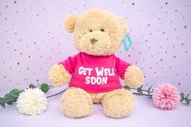 get well soon teddy bear with pink