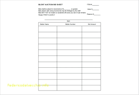 Bid Sheet Template Tabulation Spreadsheet Silent Auction