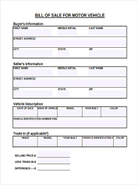 6 Vehicle Bill Of Sale Form Samples Free Sample Example Format