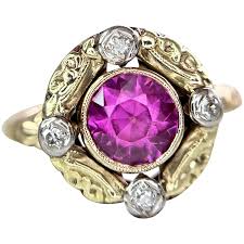art nouveau ruby and diamond ring