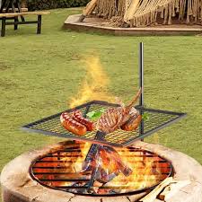 Vevor Grill Grate 24 In X 24 In Single Layer Open Fire Heavy Duty Steel Campfire Swivel Grill With Heat Dissipation Handle