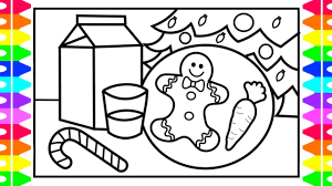 I like plain white borders and vibrant centers, but you could color the border and the flood icing with the same color or use contrasting colors. Christmas Coloring How To Draw And Color Cookies And Milk For Santa Gingerbread Cookies For Kids Youtube