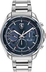 Ferrari 42mm quartz multi function rubber strap watch. Amazon Com Ferrari Men S Quartz Watch With Stainless Steel Strap Silver 22 Model 830755 Watches