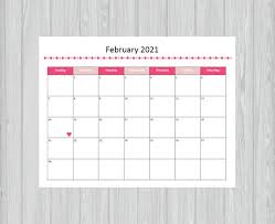Download our free printable monthly calendar templates for february 2021 in word, excel and pdf formats. Printable February 2021 Calendar Seasonal Monthly Calendar Etsy