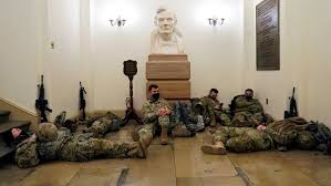 Leading up to inauguration day, federal authorities vetted the service members in search. National Guard Troops Sleep In Us Capitol Hallways During 24 Hour Watch Amid Impeachment Vote Abc News