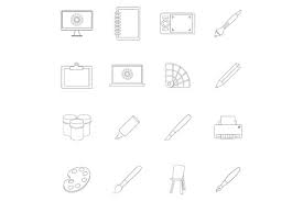 Drawing And Painting Tool Icon Set