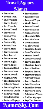 travel agency names ideas to attract