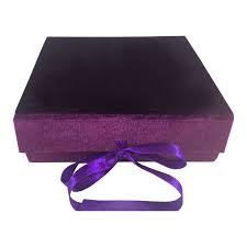 purple hinged lid velvet box for