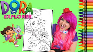 Coloring book dora the explorer dora and circus coloring page. Coloring Dora The Explorer Princess Giant Coloring Book Page Crayola Crayons Kimmi The Clown Youtube